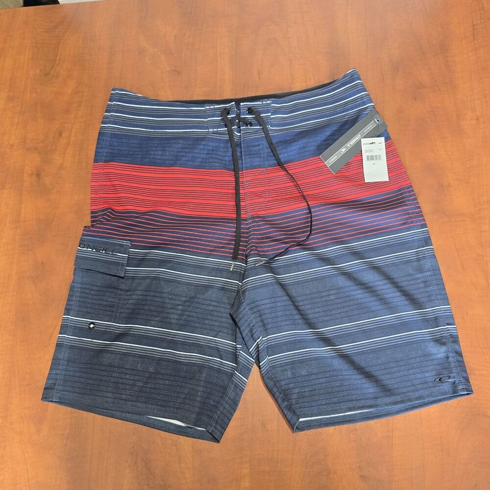 NEW O'Neill Mens Grenada 2 Multicolor Striped Cargo Pocket Boardshorts 34